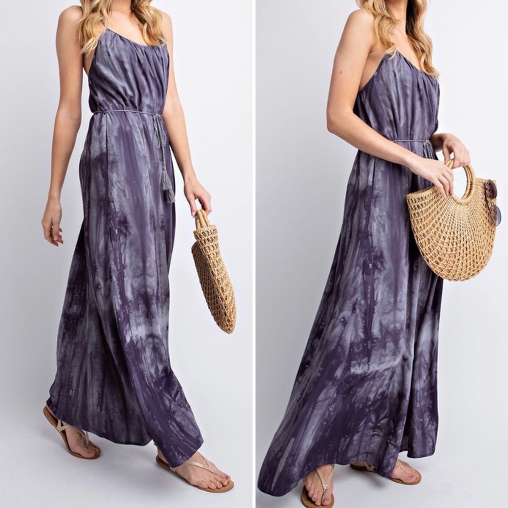 NWT Boho Maxi Dress Tie Dye Print Draped Summer Maxi Dress Women's Size Small